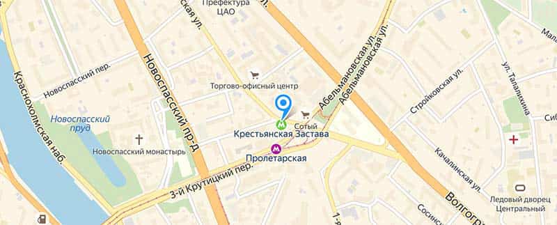 Крестьянская застава станция метро москва на схеме